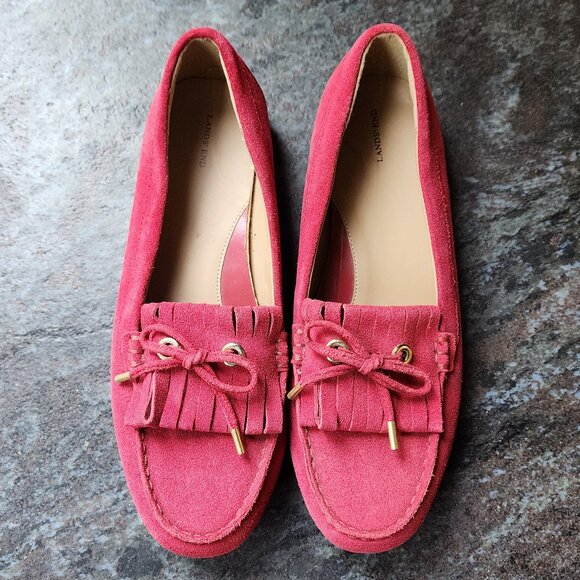 Lands' End Red Suede Loafers Size 8.5B - Picture 8 of 15